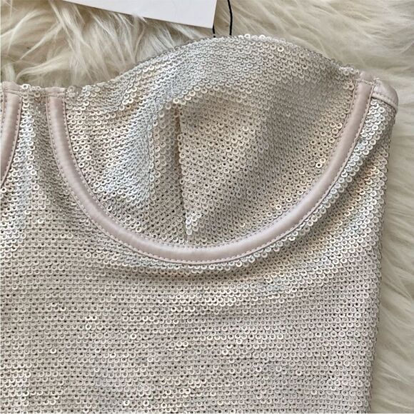 Zara Sequin Corset Bra Top in Champagne - Picture 8 of 11